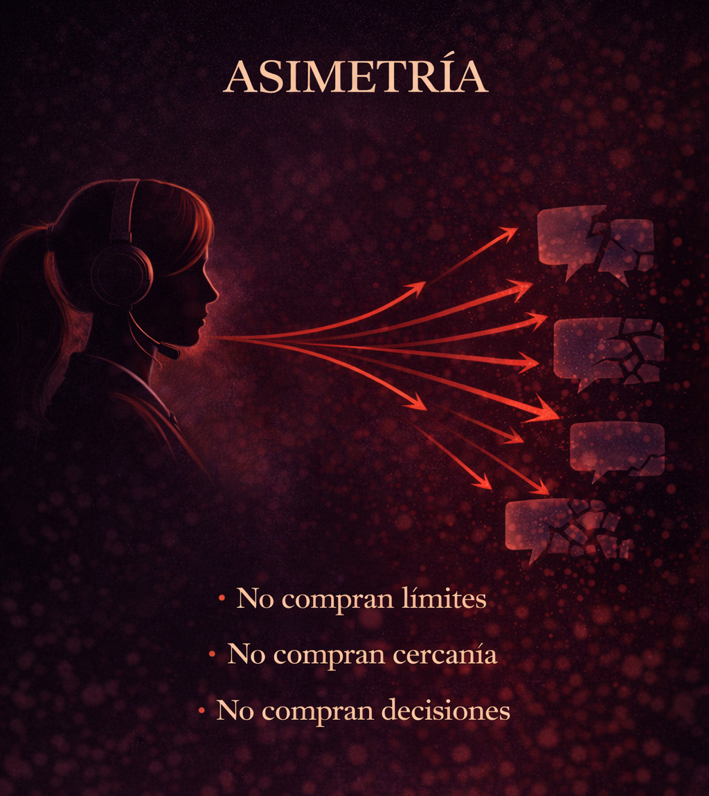 Diagrama de asimetría: streamer visible y chat anónimo; tu atención entrena la cultura