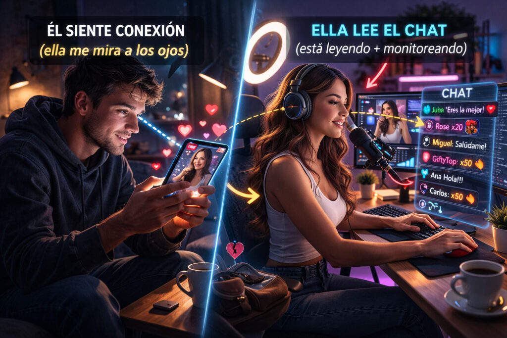 escena dividida espectador sintiendo conexion